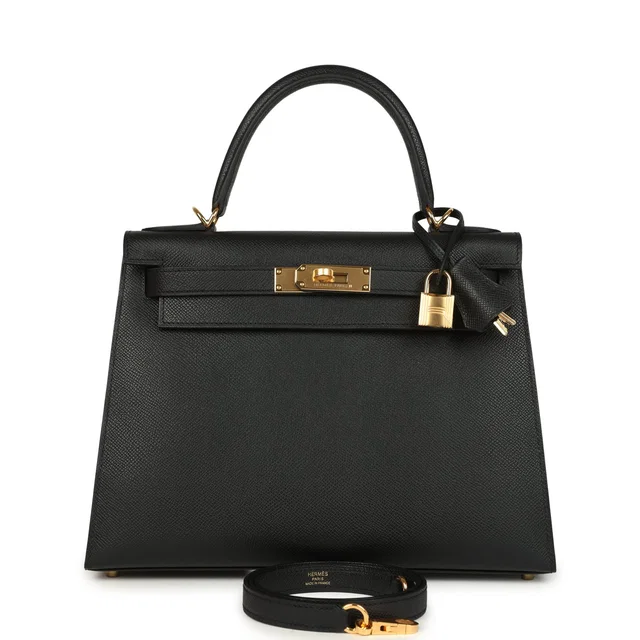 Hermès Kelly Sellier 28 Black Epsom Gold Hardware in Black Epsom leather from Madison Avenue Couture