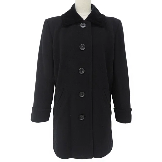 Saint Laurent Wool Coat #S Black in Black Wool from VINTAGE QOO TOKYO
