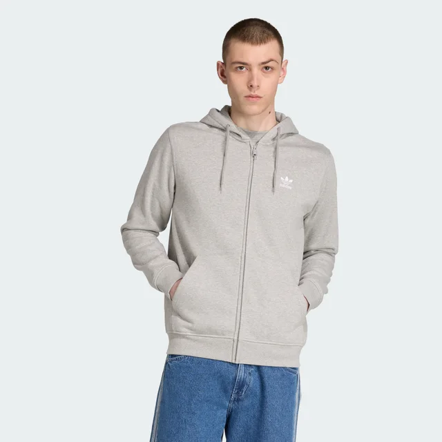 Adidas Trefoil Essentials Full-Zip Hoodie in Grey from adidas (US), photo 1 of 1