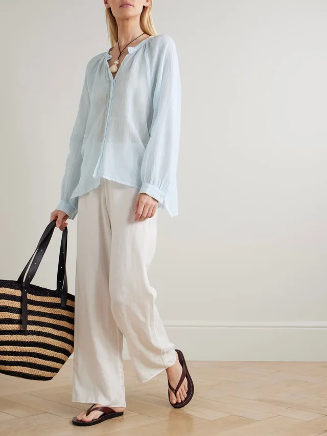 LEMLEM Mita cotton-gauze blouse in Blue, photo 2 of 2 from NET-A-PORTER (Canada)