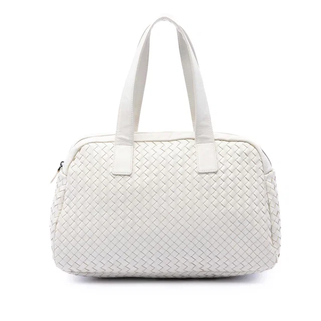 White Bottega Veneta Nappa Intrecciato Handbag in White Nappa leather from Designer Revival