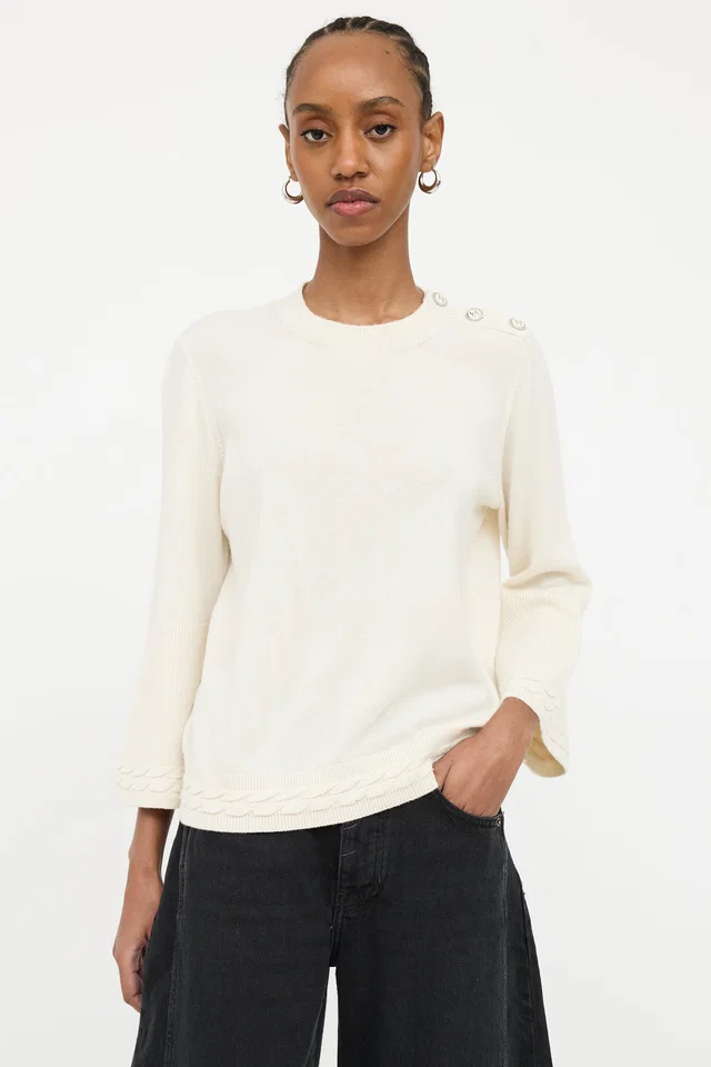 Chanel Cashmere Button Detail Sweater in Cashmere from VSP Consignment