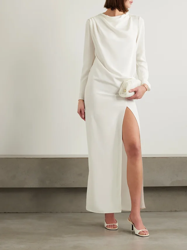 MICHAEL LO SORDO Draped silk-faille gown in White, photo 2 of 2 from NET-A-PORTER (Canada)