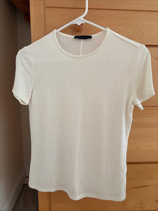 The Row Cream Ribbed Crewneck Short Sleeve Top in white from Poshmark