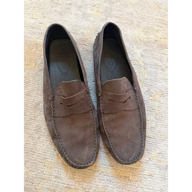 Tod's Men's Brown Gommino Moc Toe Drivers Shoe Men's 9.5 Suede Leather in brown|red Suede from Poshmark