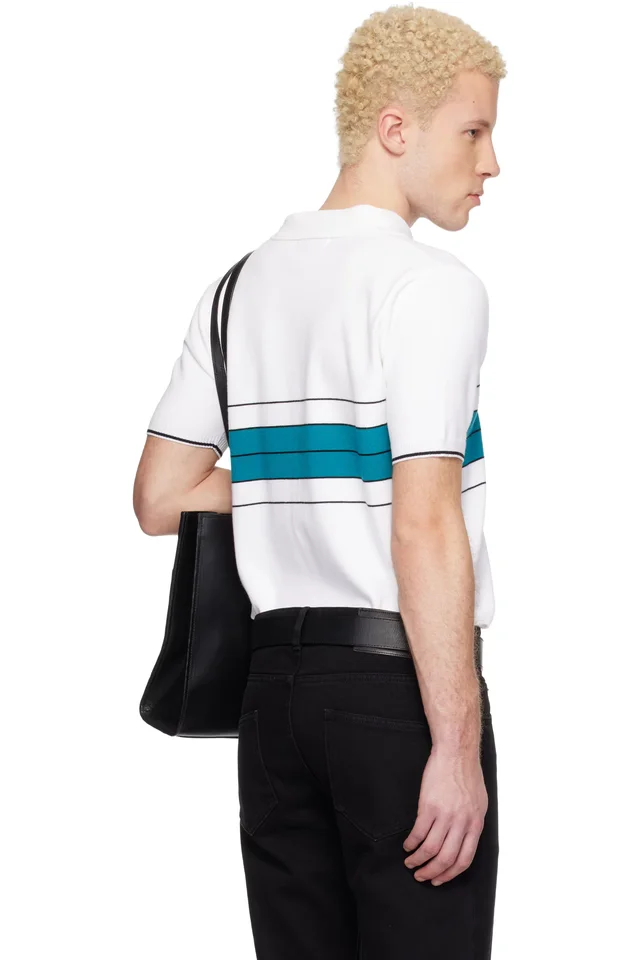 Ernest W. Baker White & Green Striped Polo, photo 3 of 5 from SSENSE