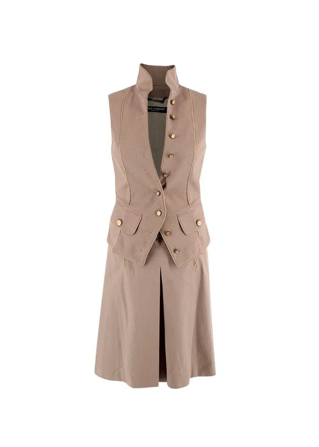 Dolce & Gabbana Cotton Corduroy Vintage Skirt & Sleeveless Jacket from HEWI