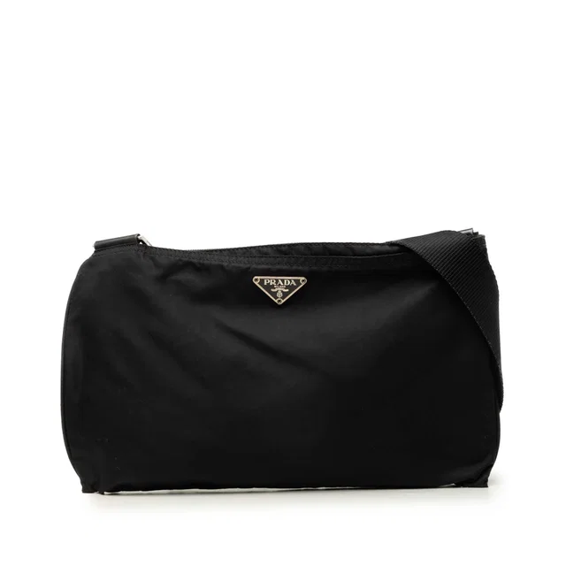 Black Prada Tessuto Zip Top Crossbody in Black Nylon from Designer Revival