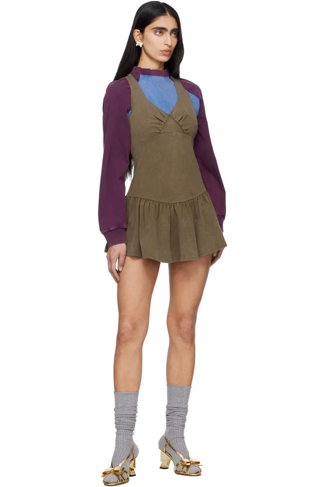 SHUSHU/TONG Khaki Sleeveless T-Shirt Minidress, photo 4 of 4 from SSENSE