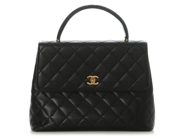 Chanel Vintage Jumbo Black Quilted Caviar Kelly in Black Caviar leather from Ann's Fabulous Finds