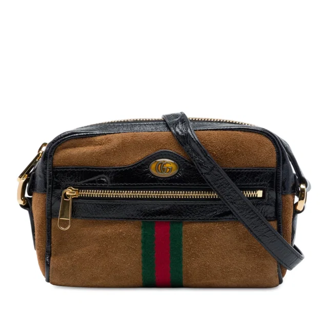 Brown Gucci Mini Suede Web Ophidia Crossbody in Brown Suede from Designer Revival