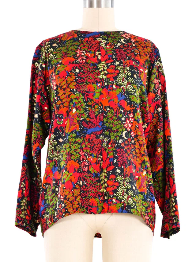 Saint Laurent Fairytale Print Silk Top in Silk from Arcade Vintage