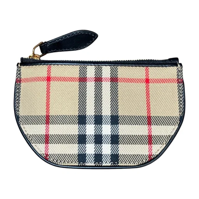Burberry Olympia Vintage Check Canvas Leather Coin Case in Canvas from LuxUness