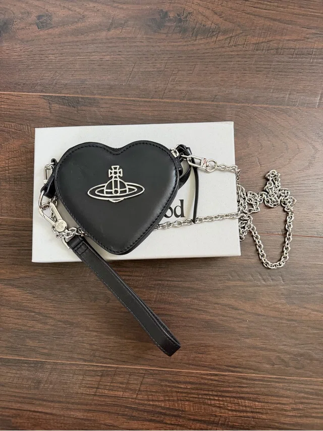 Vivienne Westwood Black Heart Leather Crossbody With Silver Orb in black|gray|silver Leather from Poshmark