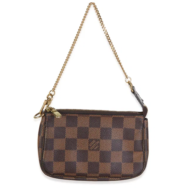 Louis Vuitton Damier Ebene Canvas Mini Pochette Accessoires in Brown Canvas from myGemma