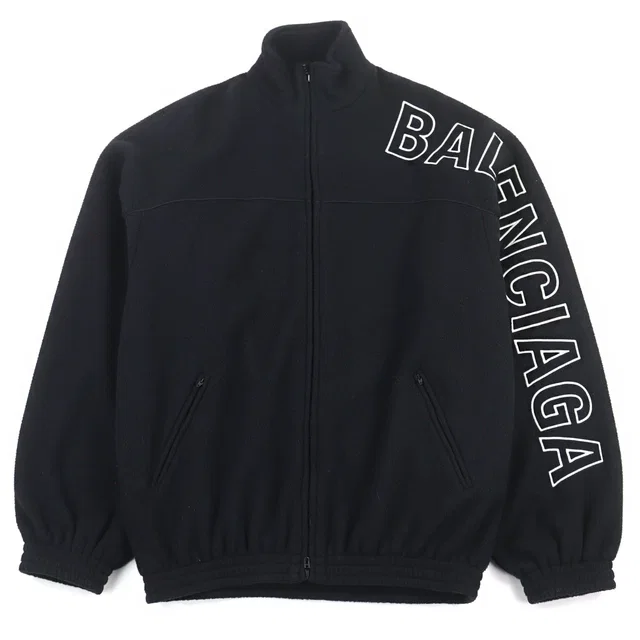 Balenciaga Logo embroidered Double-zip Fleece Jacket from LuxUness