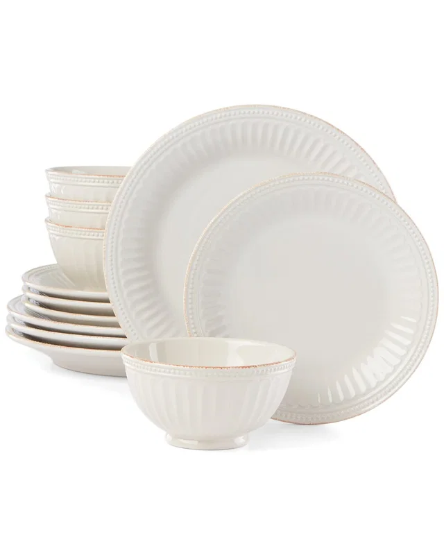 Lenox French Perle Groove 12pc Plate & Bowl Dinnerware Set, image 1 of 1 from Rue La La