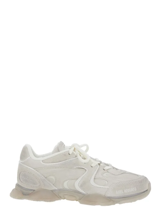 'Eris' White Sneaker Low Top with Logo Patch on the Tongue in Leather and Tech Fabric Woman in White, image 1 of 1 from Gaudenzi Boutique