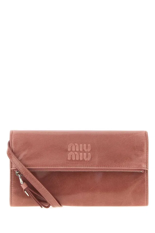 Miu Miu Velvet Leather Wallet — Pink in Pink Velvet from HEWI