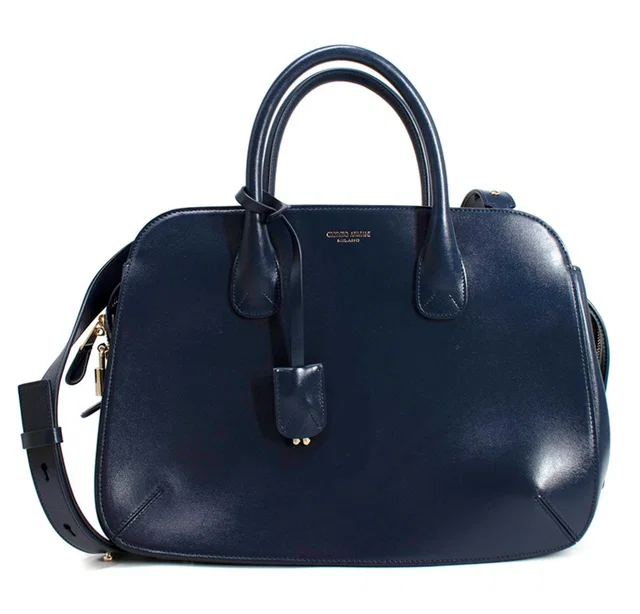 Giorgio Armani Blue Palmellato Leather Large La Prima tote bag in Blue Leather from HEWI