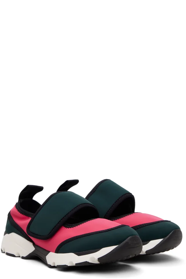 Marni Green & Pink Lycra Mary Jane Running Sneakers, photo 4 of 4 from SSENSE