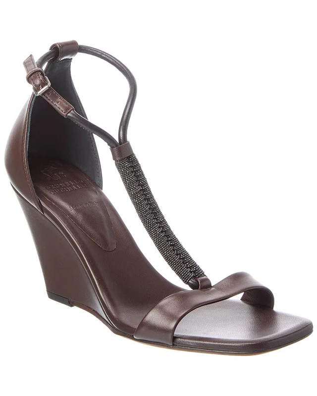 Brunello Cucinelli Leather Wedge Sandal, image 1 of 1 from Rue La La