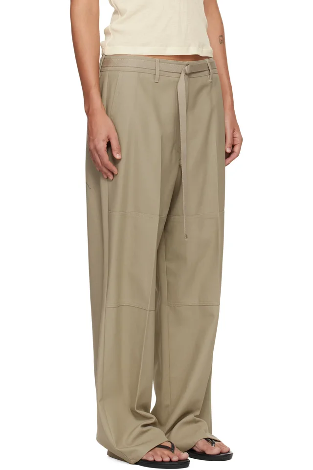 LE17SEPTEMBRE Beige Twill Paneled Trousers, photo 2 of 4 from SSENSE