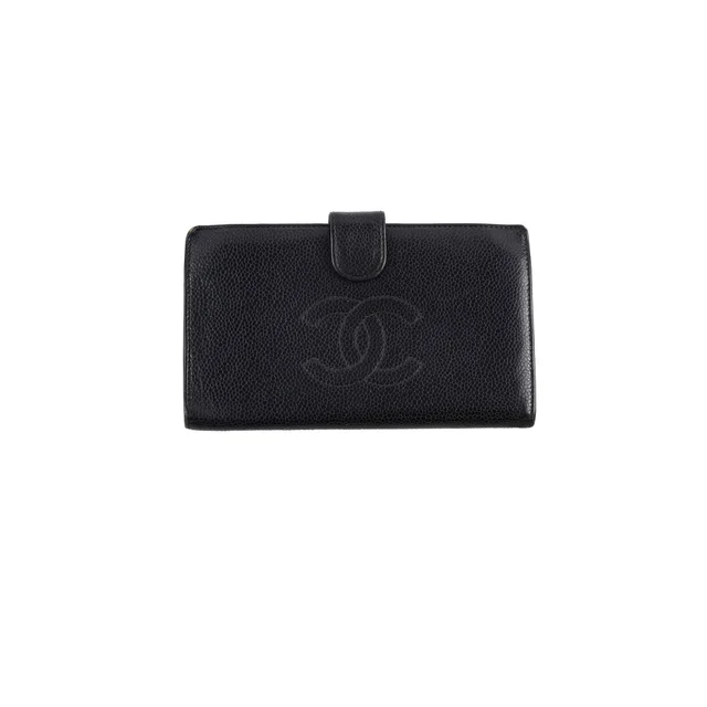 Chanel Vintage Caviar Snap Button Long Wallet Black in Black Caviar leather from The Purse Affair