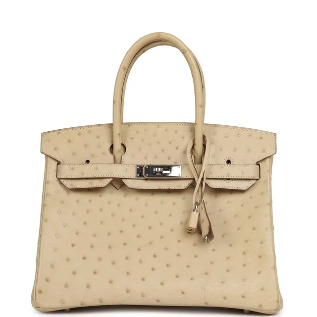 Hermès Birkin 30 Blanc Casse Ostrich Palladium Hardware in White Ostrich from Madison Avenue Couture
