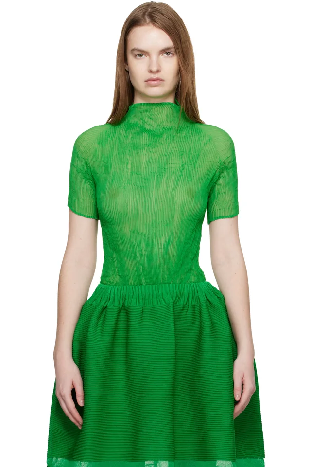 Green Chiffon Twist 3 Top