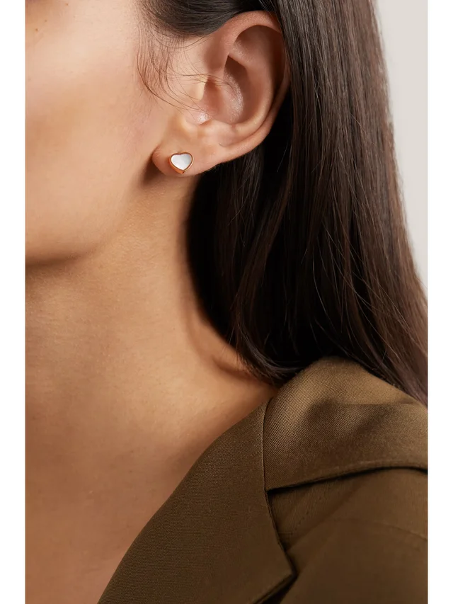CHOPARD My Happy Hearts 18-karat rose gold mother-of-pearl single earring in Metallic, photo 2 of 2 from NET-A-PORTER (Canada)