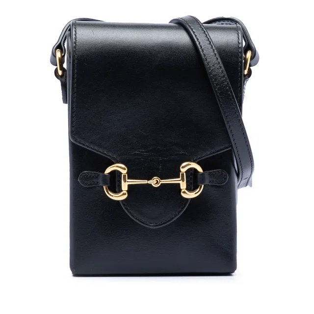 Black Gucci Mini Leather Horsebit 1955 Crossbody in Black Leather from Designer Revival
