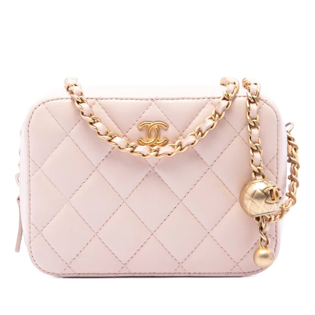 Pink Chanel CC Quilted Lambskin Pearl Crush Camera Bag in Pink Lambskin from Designer Revival
