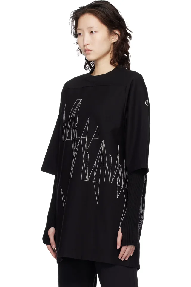 Moncler + Rick Owens Black Jumbo SS T-shirt, photo 4 of 5 from SSENSE