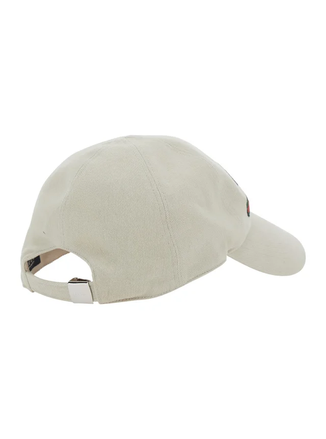 Gucci 875736 Embroidered Logo Baseball Cap — White Cotton Caps in White from HEWI, photo 2 of 2