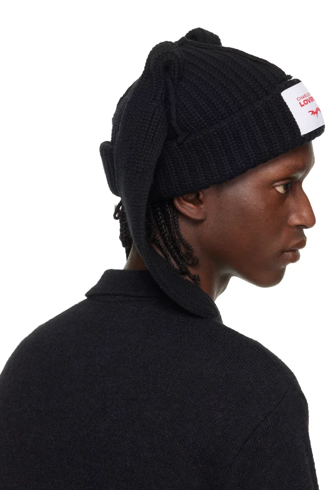 Charles Jeffrey LOVERBOY Black Chunky Rabbit Beanie, photo 3 of 3 from SSENSE
