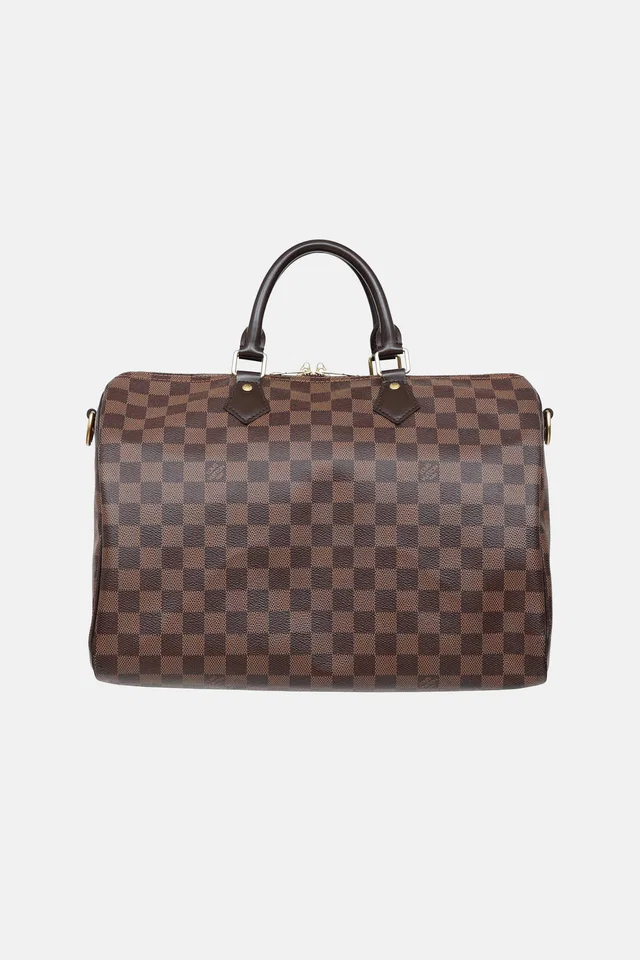 Louis Vuitton 2018 Damier Ebene Speedy Bandouliere 35 Bag in Brown Coated canvas from VSP Consignment