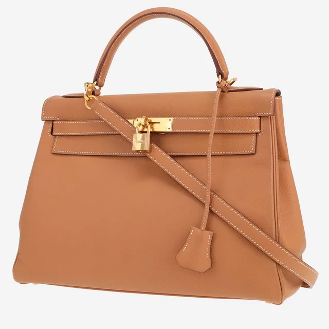 Hermès Kelly 32 cm handbag in Courchevel Gold leather in Gold Leather from Collector Square