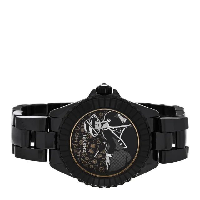 Chanel Stainless Steel Ceramic 38mm J12 Limited Edition Mademoiselle Couture Automatic Watch Black in Black Ceramic from FASHIONPHILE, photo 2 of 5