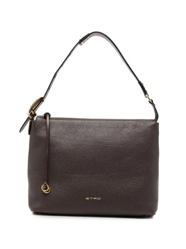 Etro Pebbled Leather Shoulder Bag — Black in Black Leather from HEWI