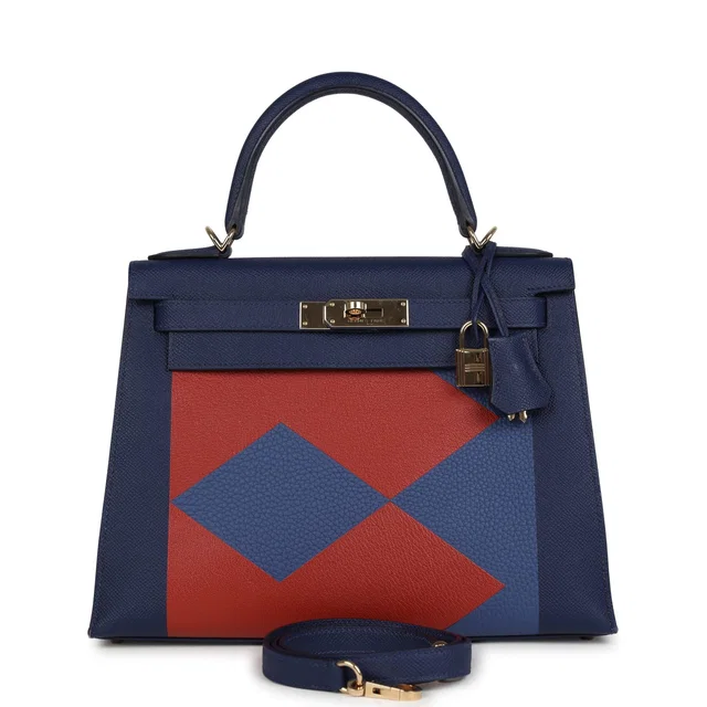 Hermès Special Order (HSS) Kellygraphie Kelly Sellier 28 "Lettre B" Bleu Nuit Epsom Permabrass Hardware in Navy Epsom leather from Madison Avenue Couture