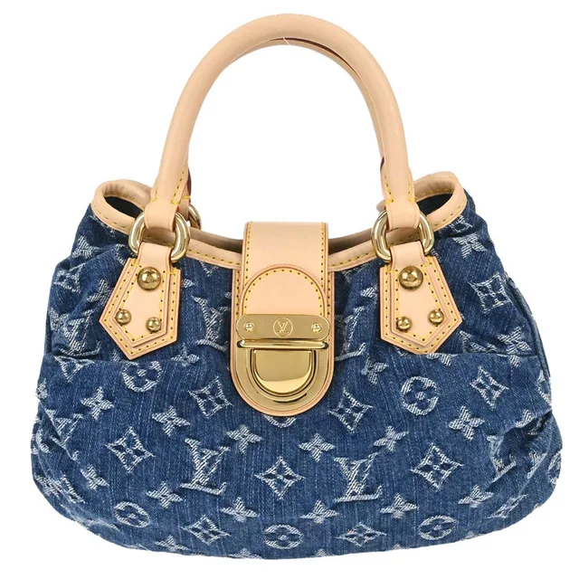 Louis Vuitton Blue Monogram Denim Pleaty Handbag M95020 in Blue Denim from AMORE Vintage Tokyo