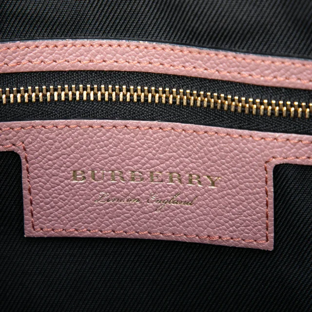 Beige Burberry Small Haymarket Check Nylon Orchard Bowling Bag Satchel in Beige Nylon from Designer Revival, photo 5 of 6
