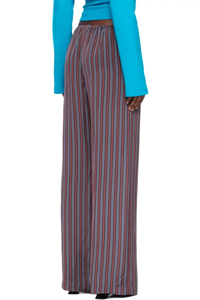 Dries Van Noten Gray & Burgundy Puvis Straight Leg Casual Trousers, photo 3 of 4 from SSENSE