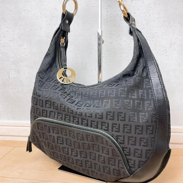 Fendi Zucchino Logo Charm Hobo Shoulder Bag Zucca from The Reluxe