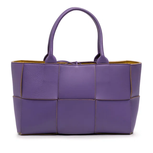 Purple Bottega Veneta Small Nappa Maxi Intrecciato Arco Tote in Purple Nappa leather from Designer Revival