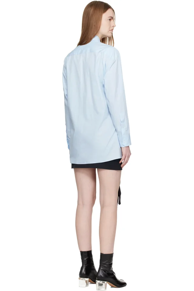 MM6 Maison Margiela Blue Cotton Poplin Shirt, photo 3 of 4 from SSENSE