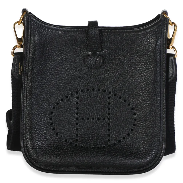 Hermès Black Clemence Mini Evelyne TPM 16 GHW in Black Clemence leather from myGemma