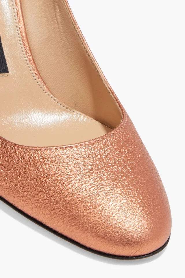 Sergio Rossi Metallic Textured-Leather Block-Heel Pumps, photo 4 of 4 from THE OUTNET