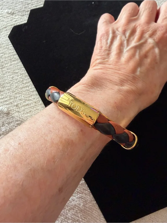 Tod's Gold, Black & Brown Braided Leather Bracelet in gold|black|brown|red Leather from Poshmark